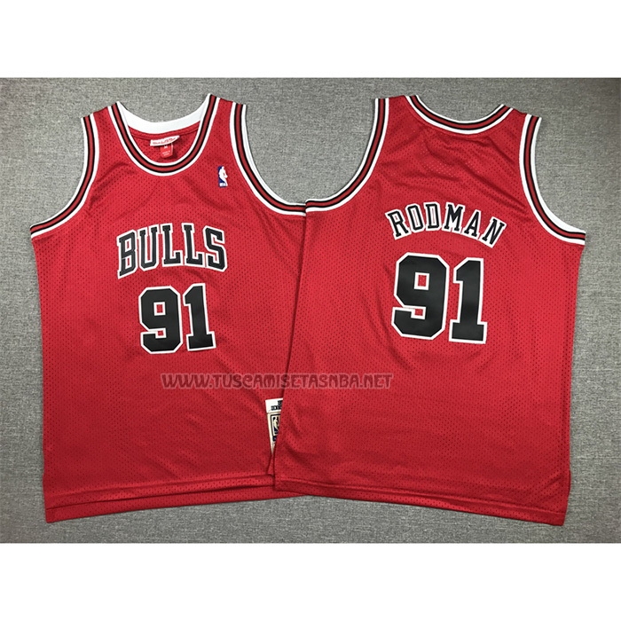 Camiseta Dennis Rodman NO 91 Nino Chicago Bulls Mitchell & Ness 1997-98 Rojo